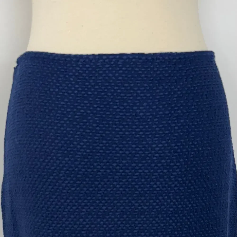 St. John Textured Wool Blend Pencil Skirt Navy/Blue Size: 10